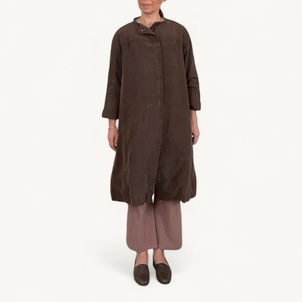 Vintage Hand Made Brown Silk Retro Trench Coat